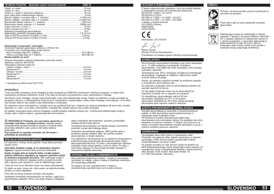Slovensko | AEG BSB 18 LI User Manual | Page 27 / 37