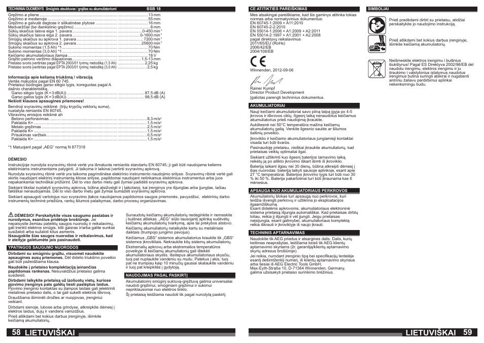 Lietuviškai | AEG BSB 18 LI User Manual | Page 30 / 37