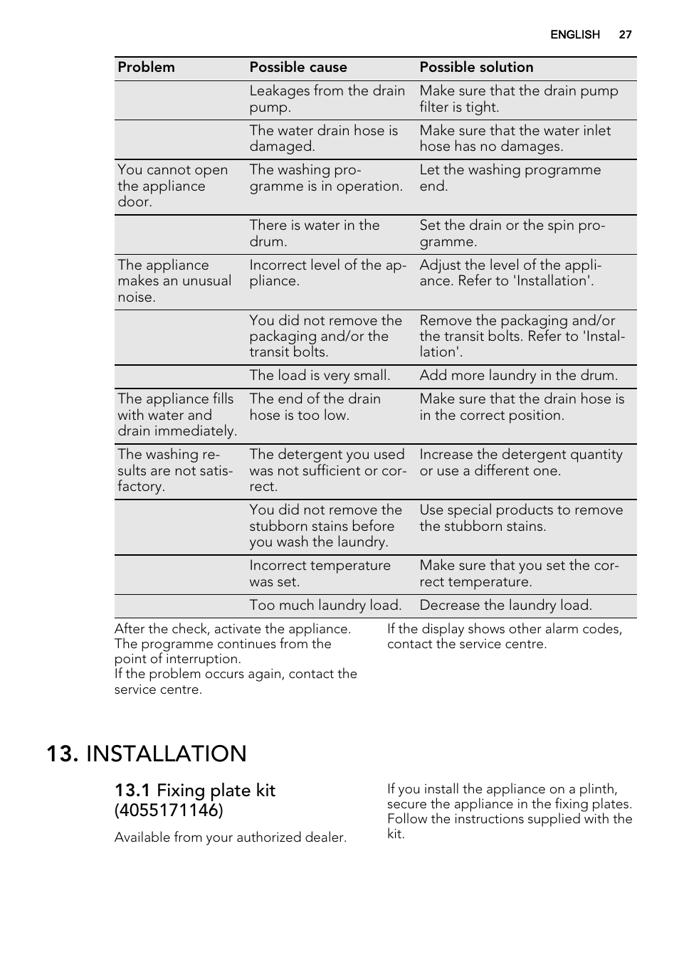 Installation | AEG L85275XFL User Manual | Page 27 / 68