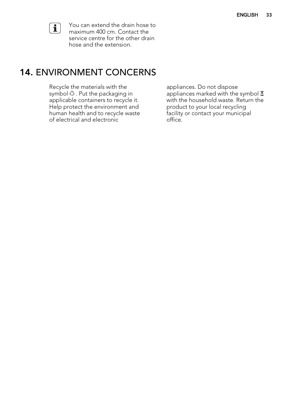 Environment concerns | AEG L85275XFL User Manual | Page 33 / 68