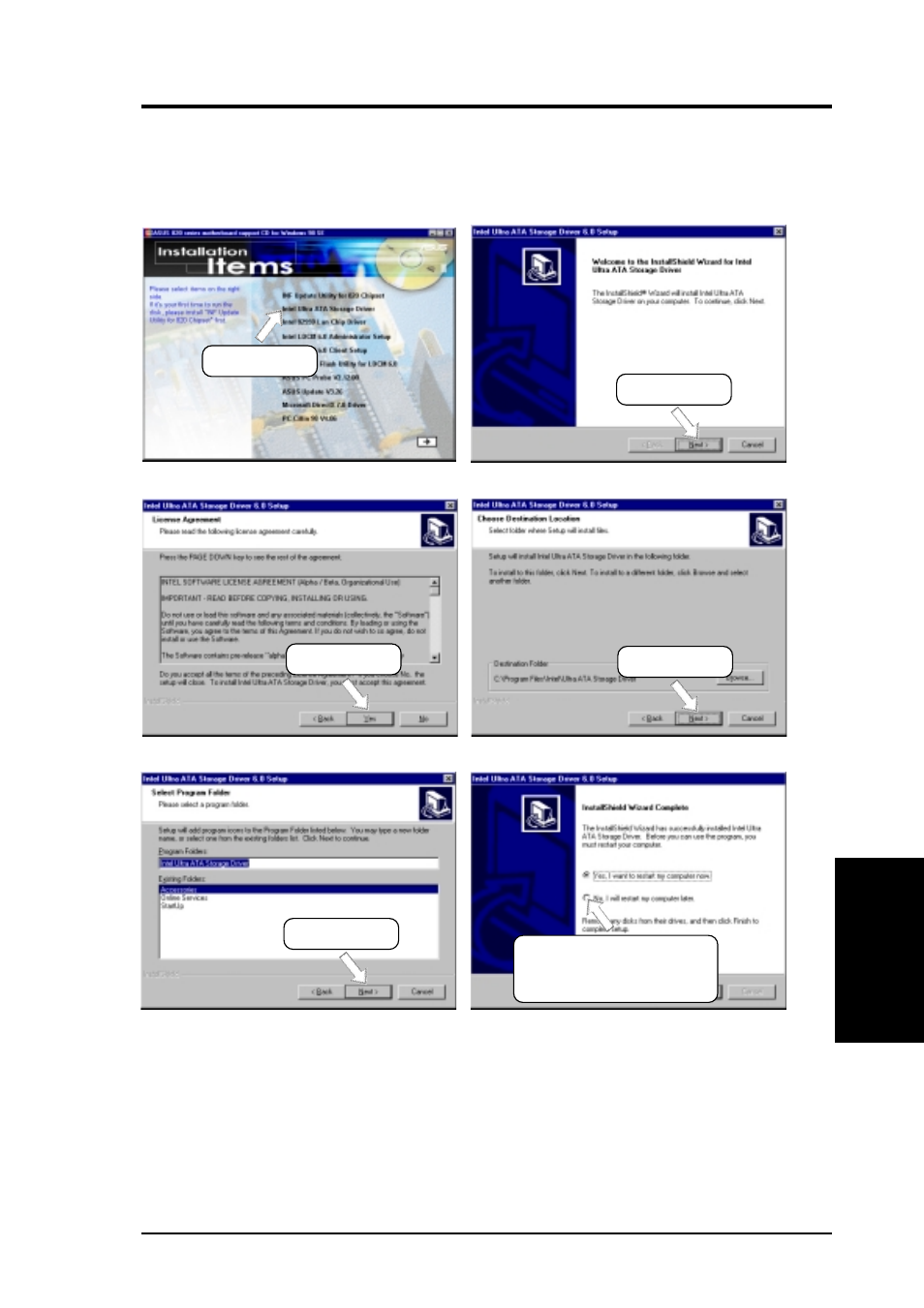 Software setup, 5 intel ultra ata storage driver | Asus 820E User Manual | Page 81 / 124