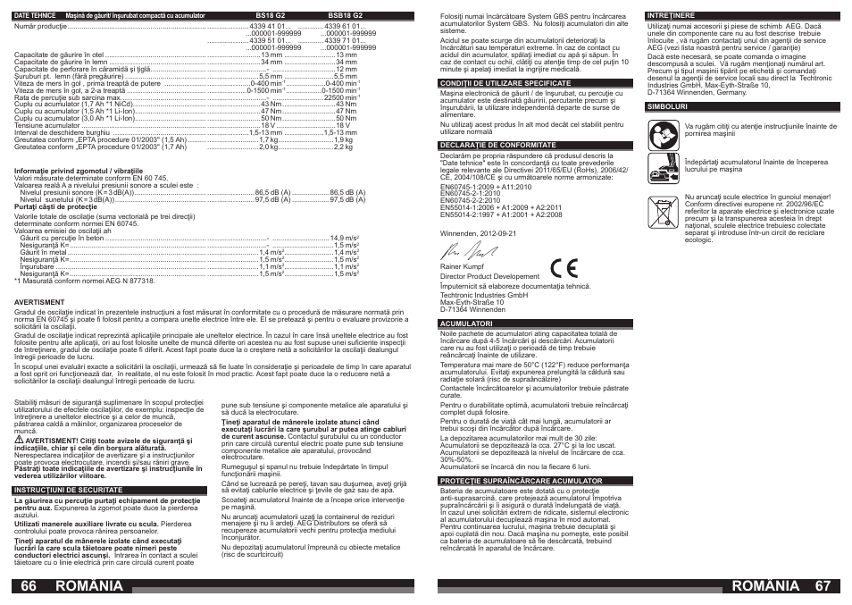 România | AEG BS 18 G User Manual | Page 34 / 37