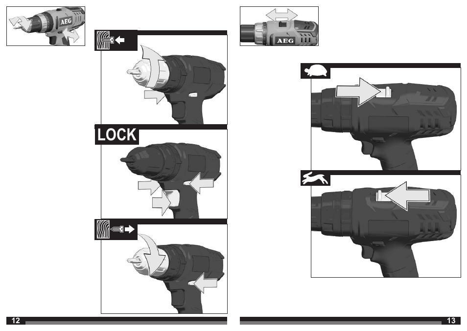 Lock | AEG BS 18 G User Manual | Page 7 / 37