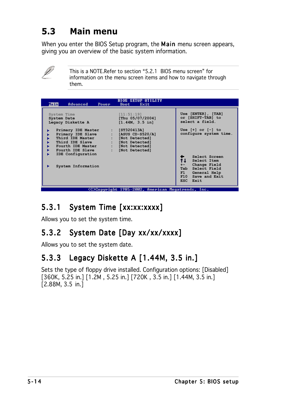 3 main menu | Asus AP1600R-E2 User Manual | Page 72 / 96