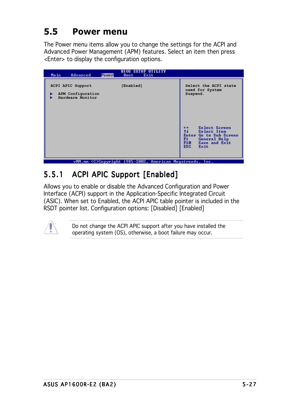 5 power menu | Asus AP1600R-E2 User Manual | Page 85 / 96