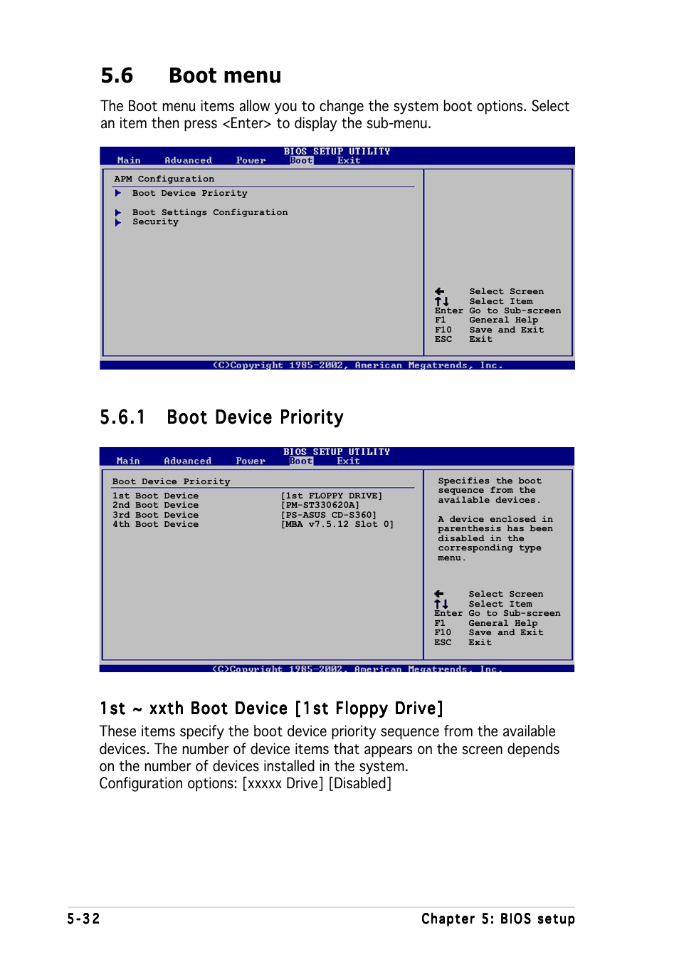 6 boot menu, 1st ~ xxth boot device [1st floppy drive | Asus AP1600R-E2 User Manual | Page 90 / 96