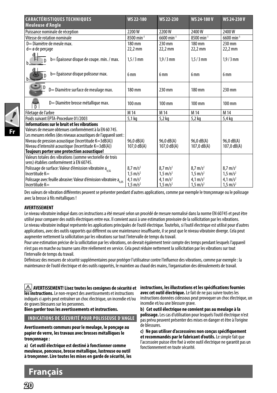 Deutsch, Français | AEG WS 24-180 User Manual | Page 22 / 126