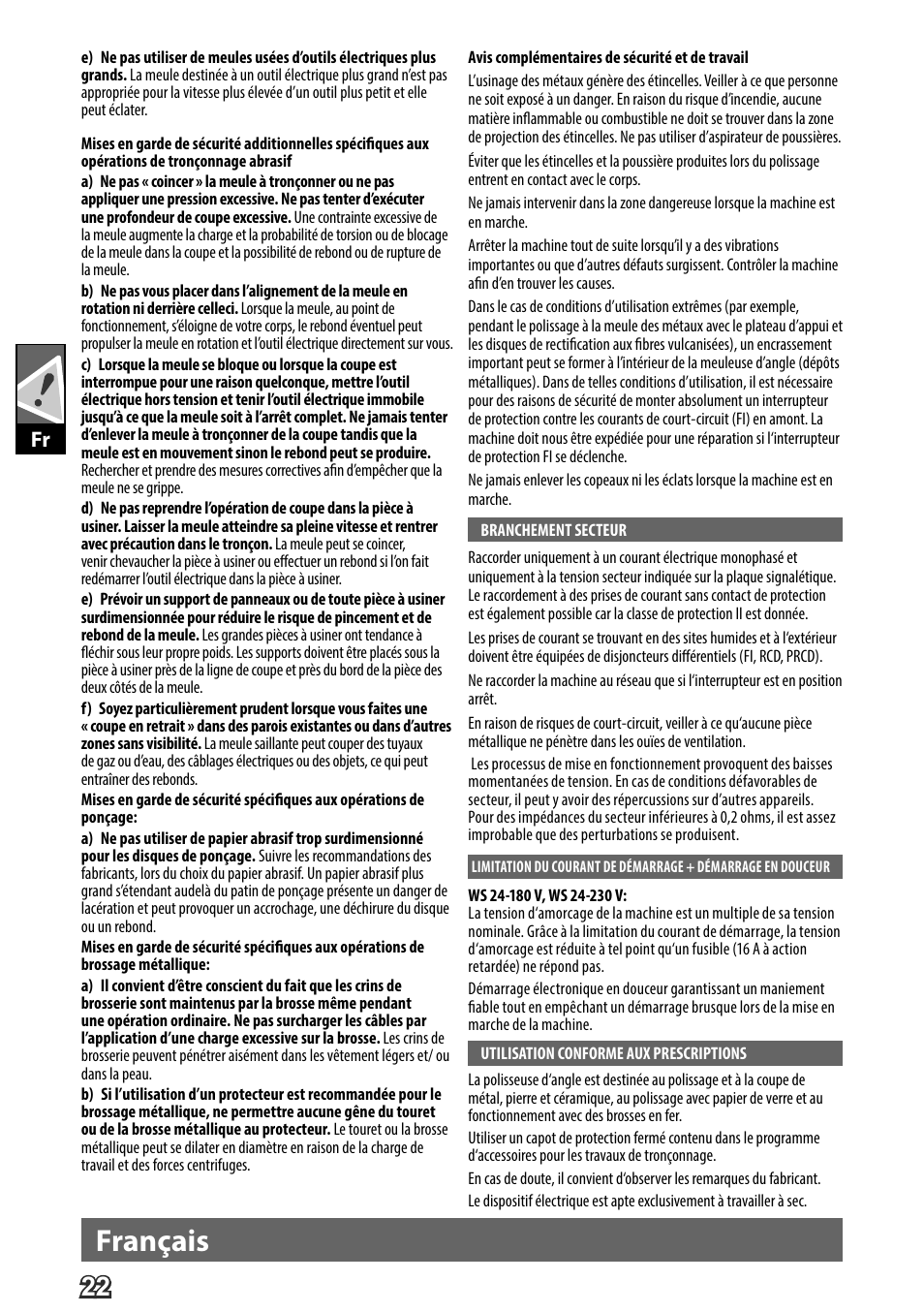 Deutsch, Français | AEG WS 24-180 User Manual | Page 24 / 126