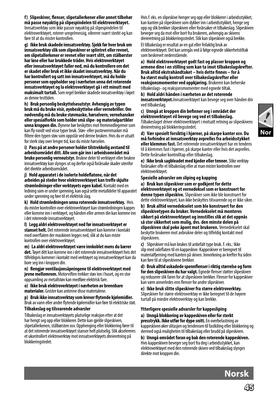 Deutsch, Norsk | AEG WS 24-180 User Manual | Page 47 / 126
