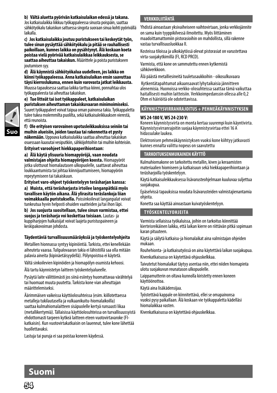 Deutsch, Suomi | AEG WS 24-180 User Manual | Page 56 / 126