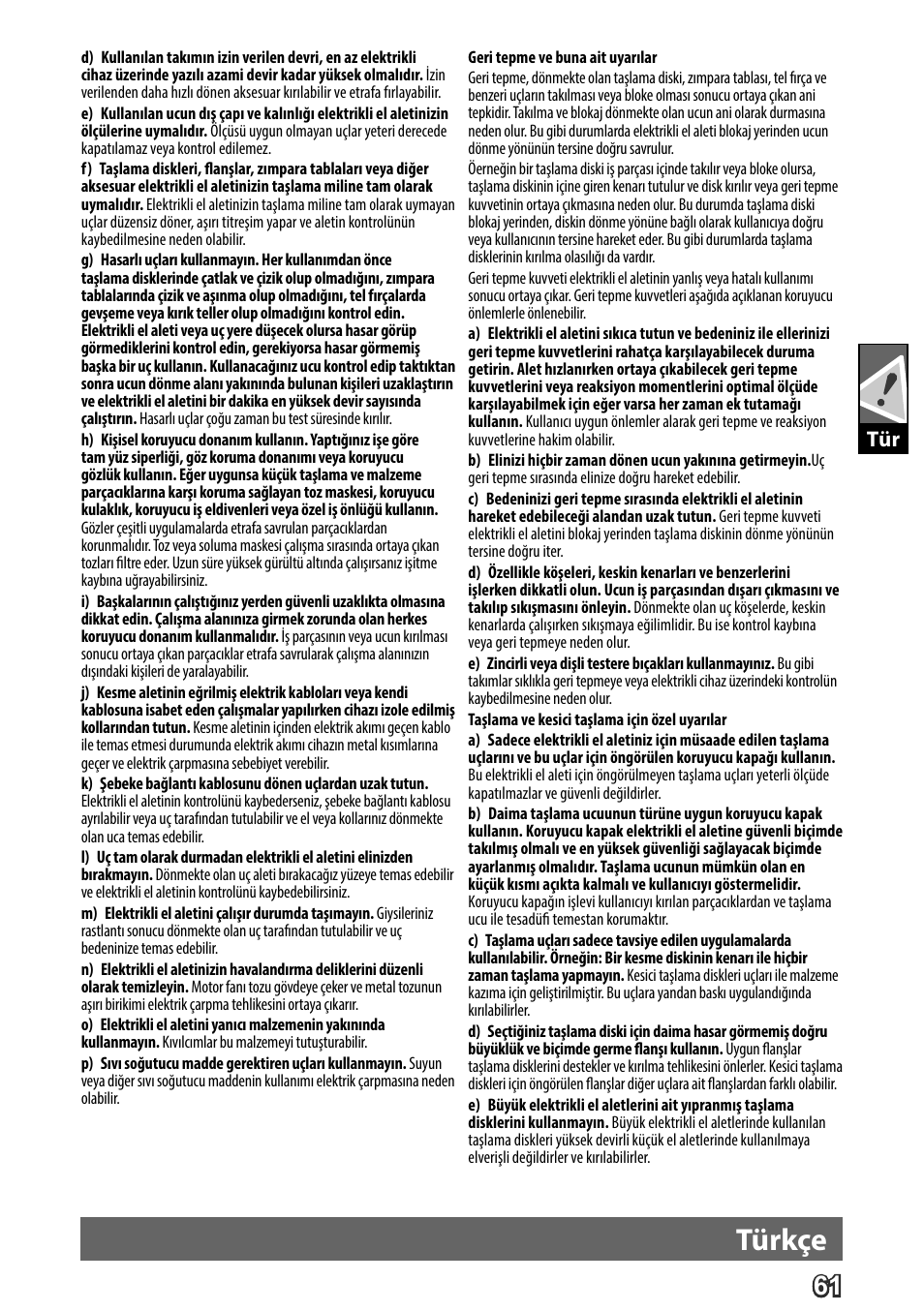 Deutsch, Türkçe | AEG WS 24-180 User Manual | Page 63 / 126