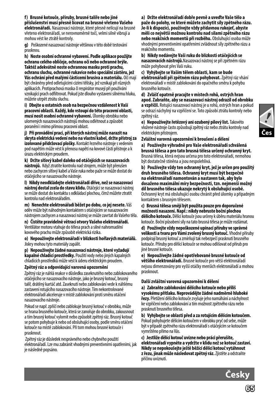 Deutsch, Česky | AEG WS 24-180 User Manual | Page 67 / 126