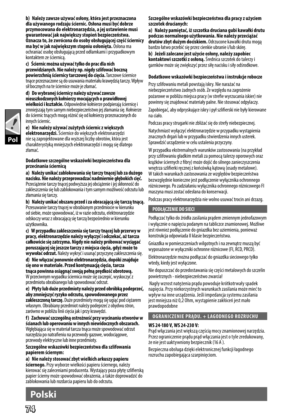 Deutsch, Polski | AEG WS 24-180 User Manual | Page 76 / 126