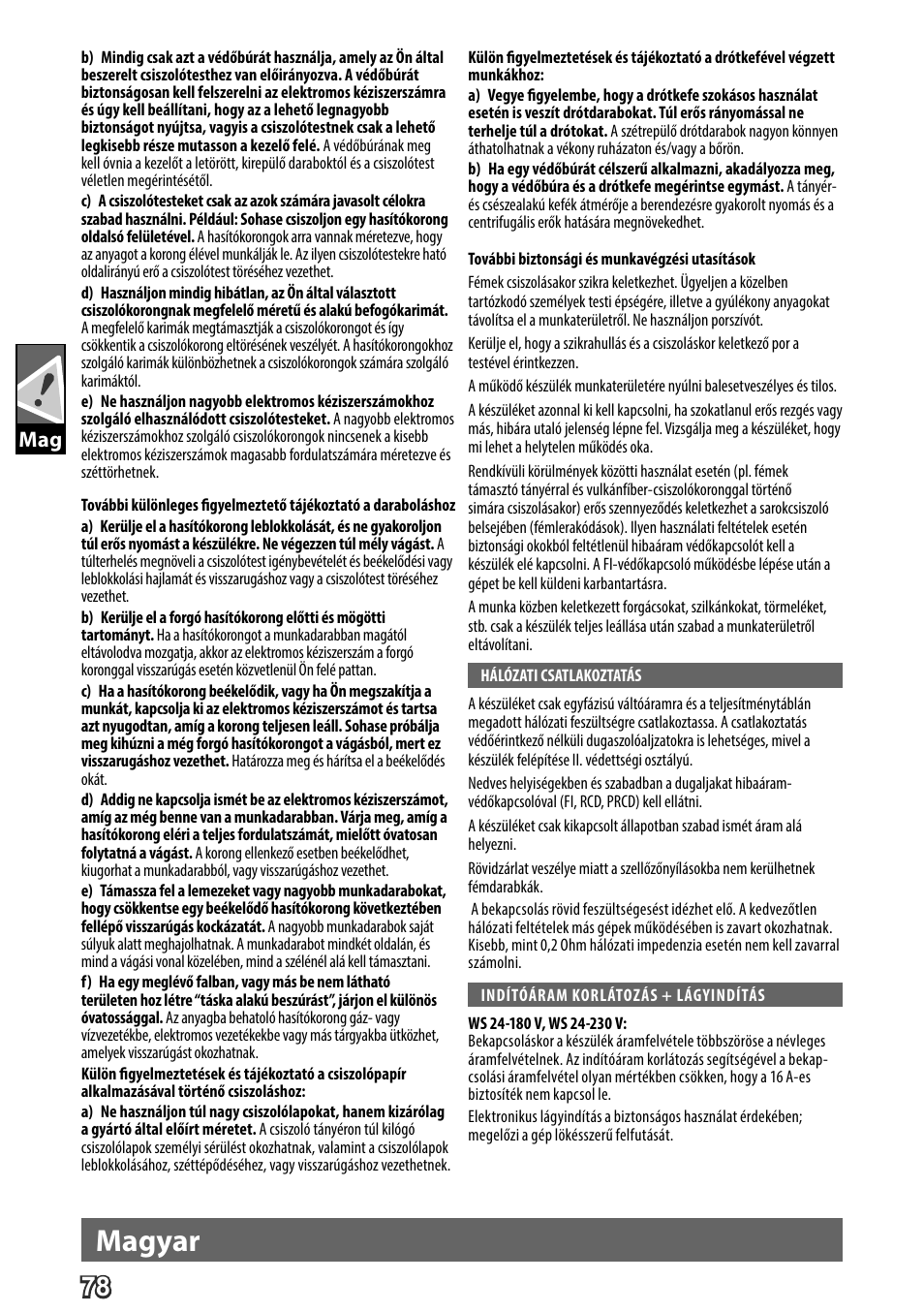 Deutsch, Magyar | AEG WS 24-180 User Manual | Page 80 / 126