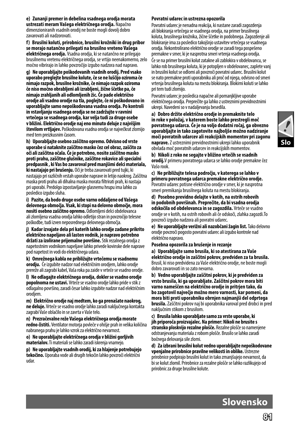 Deutsch, Slovensko | AEG WS 24-180 User Manual | Page 83 / 126