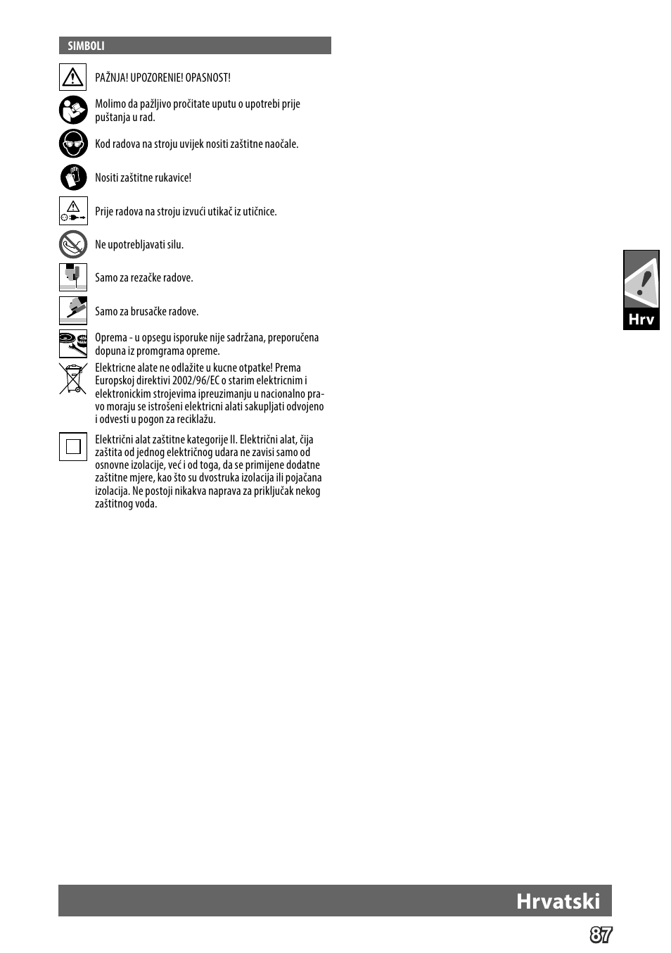 Deutsch, Hrvatski | AEG WS 24-180 User Manual | Page 89 / 126