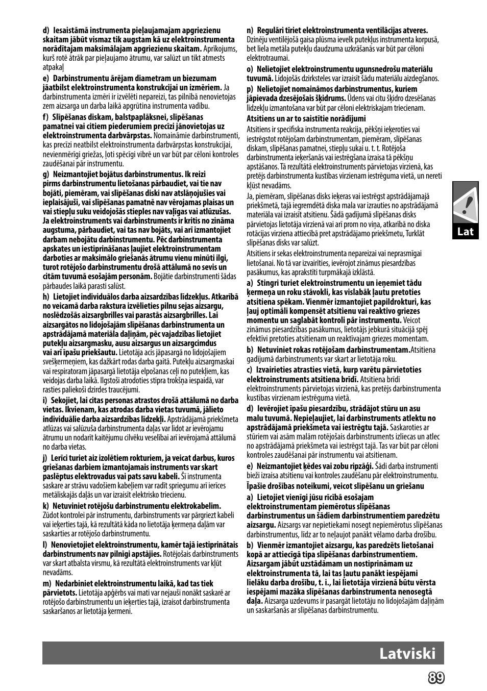 Deutsch, Latviski | AEG WS 24-180 User Manual | Page 91 / 126