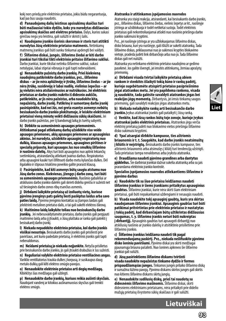 Deutsch, Lietuviškai, Liet | AEG WS 24-180 User Manual | Page 95 / 126