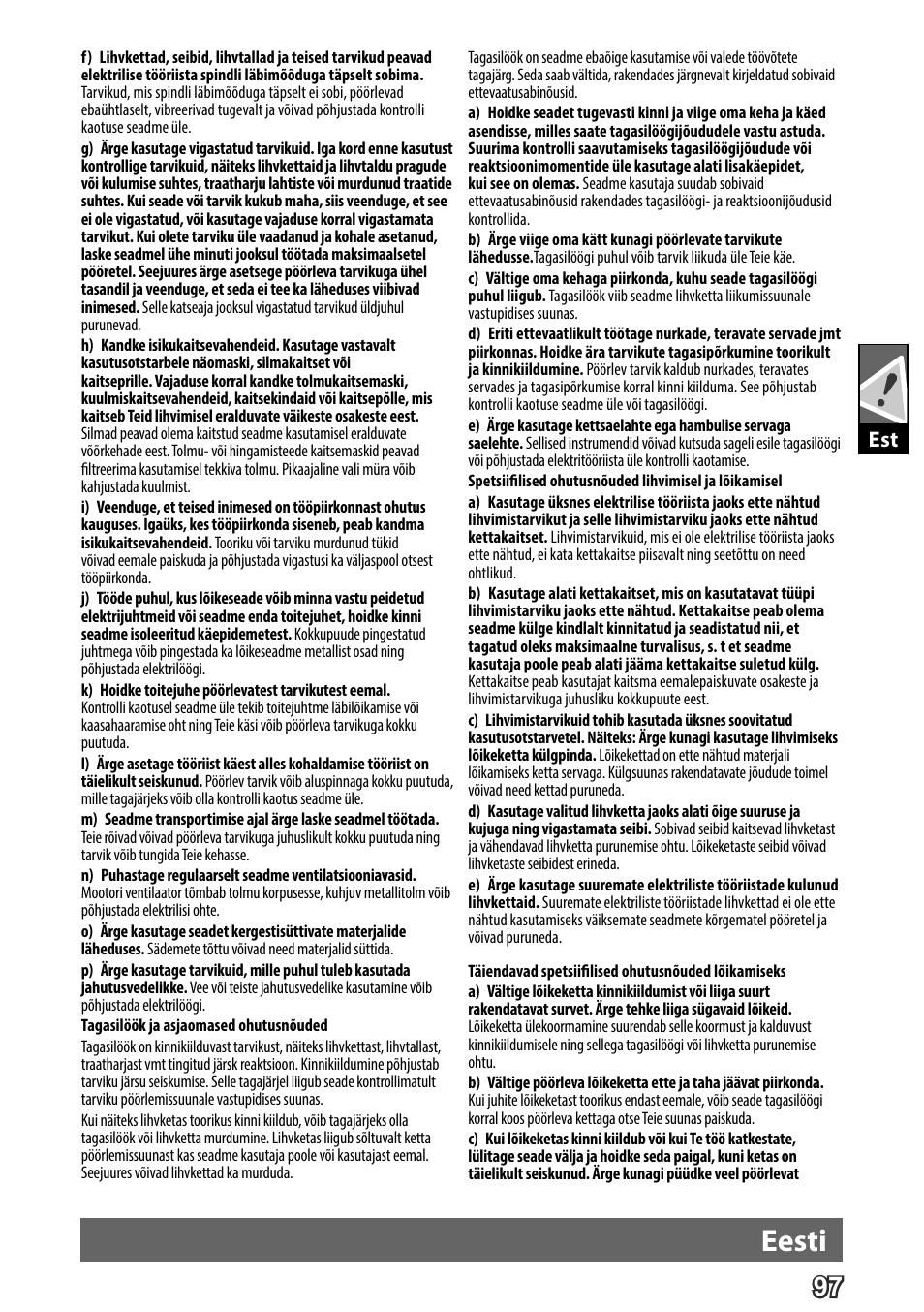 Deutsch, Eesti | AEG WS 24-180 User Manual | Page 99 / 126