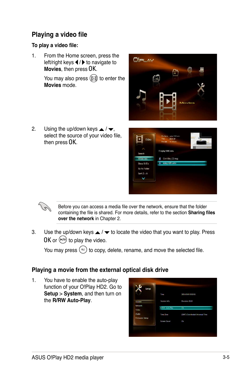 Playing a video file, Playing a video file -5 | Asus O!PLAY HD2 E5763 User Manual | Page 49 / 76