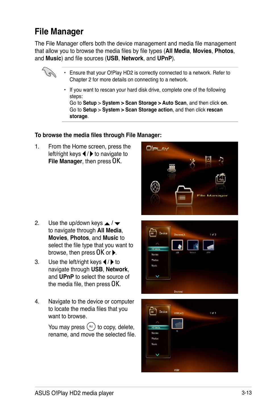 File manager, File manager -13 | Asus O!PLAY HD2 E5763 User Manual | Page 57 / 76