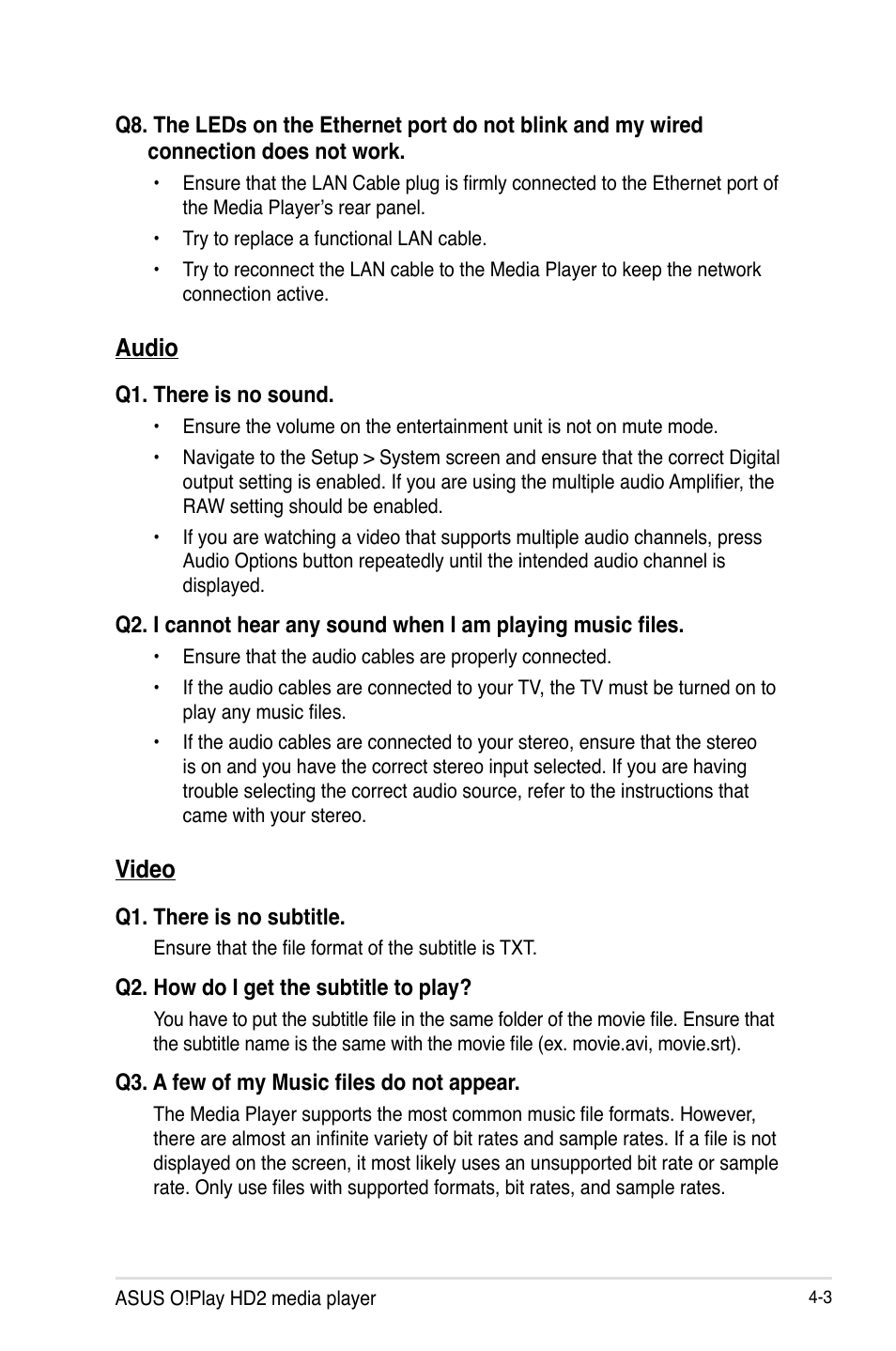 Audio, Video, Audio -3 video -3 | Asus O!PLAY HD2 E5763 User Manual | Page 65 / 76