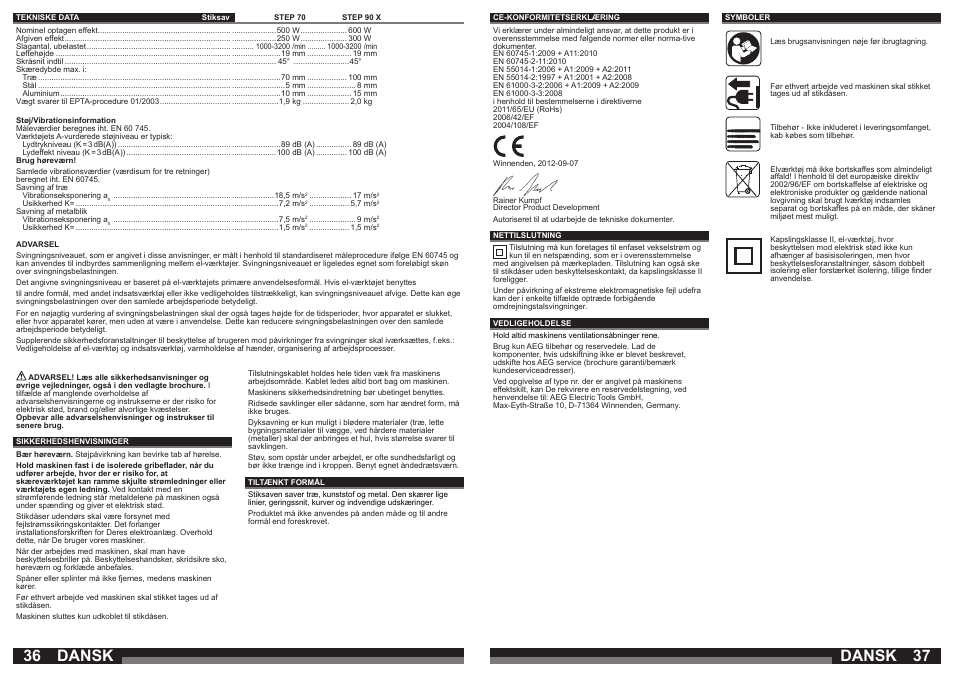 Dansk | AEG STEP 90 x User Manual | Page 19 / 41