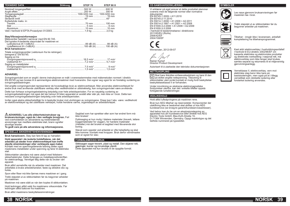 Norsk | AEG STEP 90 x User Manual | Page 20 / 41