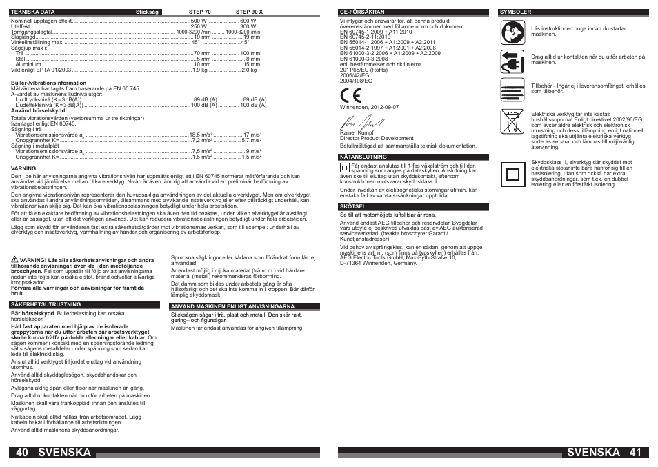 Svenska | AEG STEP 90 x User Manual | Page 21 / 41