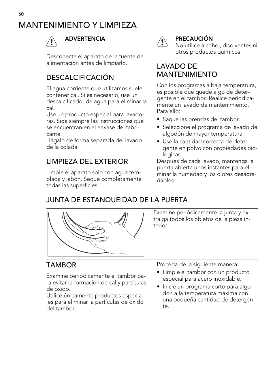 Mantenimiento y limpieza | AEG L85275XFL User Manual | Page 60 / 76