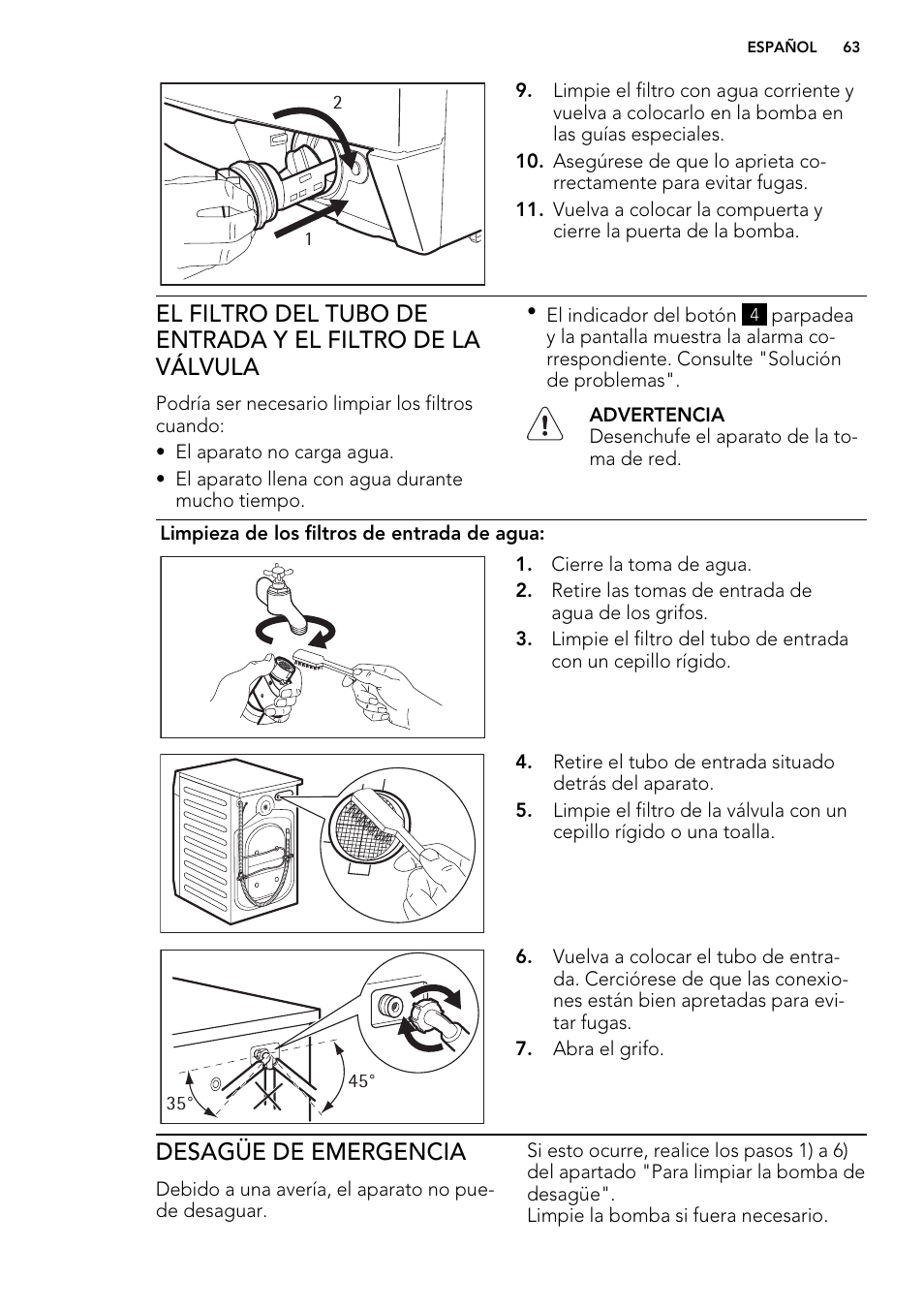 Desagüe de emergencia | AEG L85275XFL User Manual | Page 63 / 76