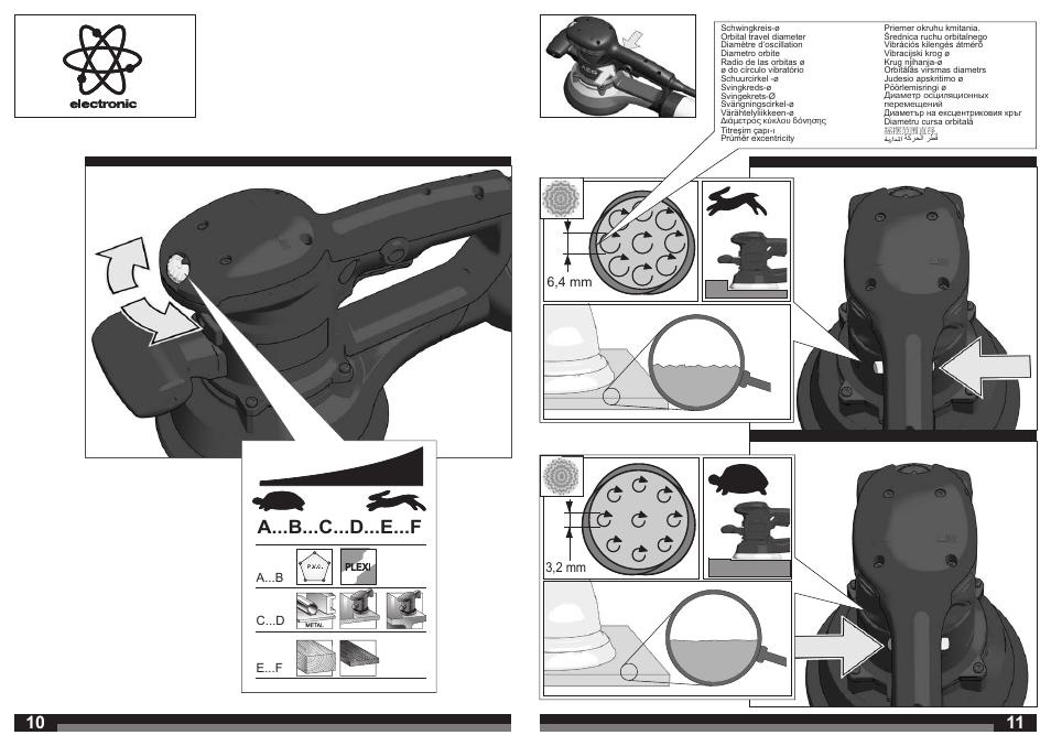 A...b...c...d...e...f, 6,4 mm 3,2 mm | AEG EX 150 E User Manual | Page 6 / 37