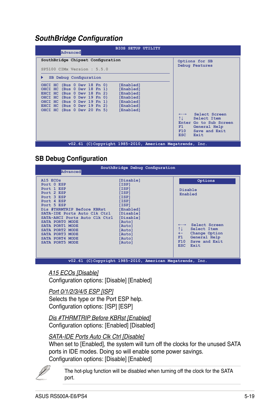 Southbridge configuration, Sb debug configuration | Asus RS500A-E6/PS4 User Manual | Page 83 / 116