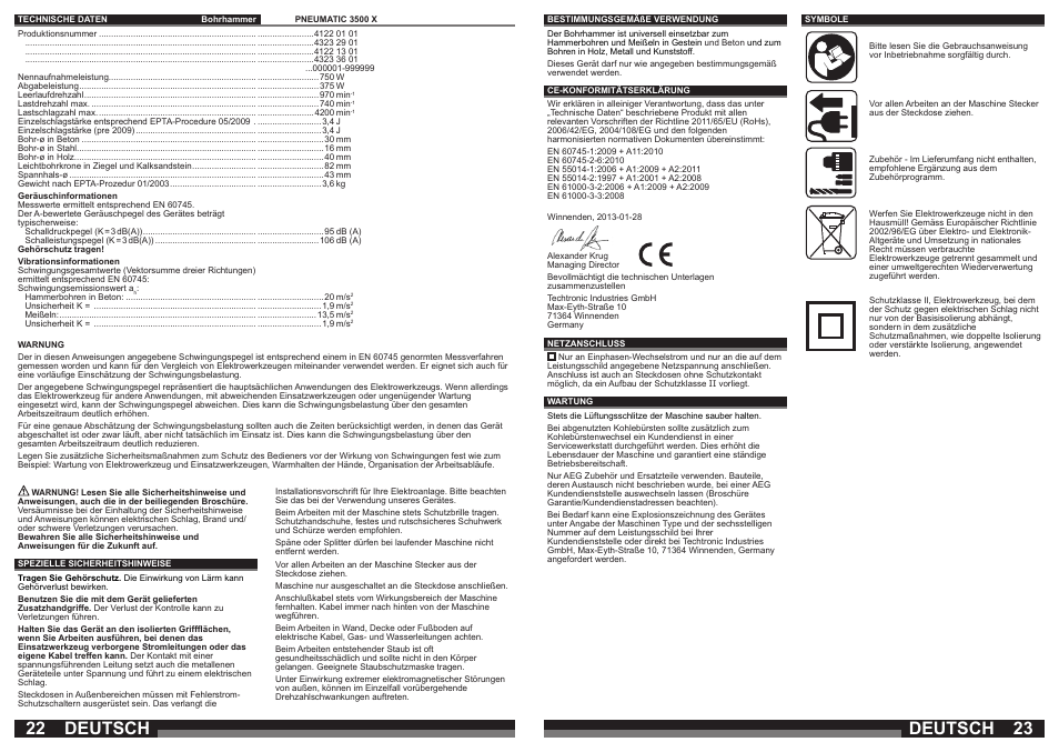 Deutsch | AEG PN 3500 User Manual | Page 12 / 40