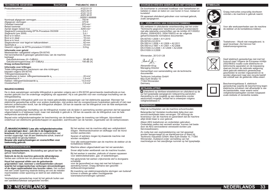 Nederlands | AEG PN 3500 User Manual | Page 17 / 40