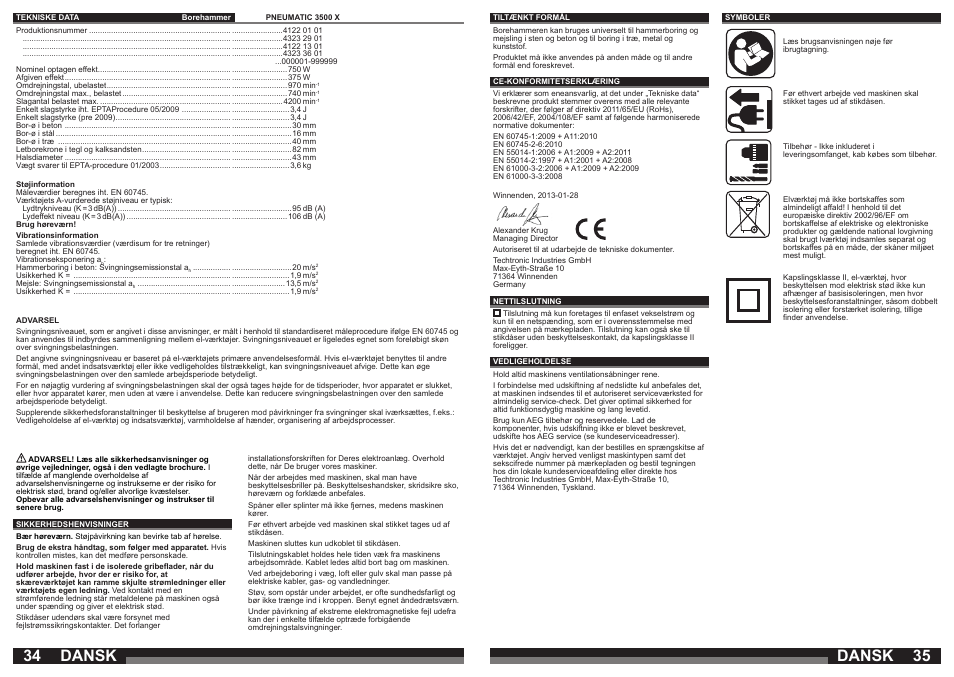 Dansk | AEG PN 3500 User Manual | Page 18 / 40