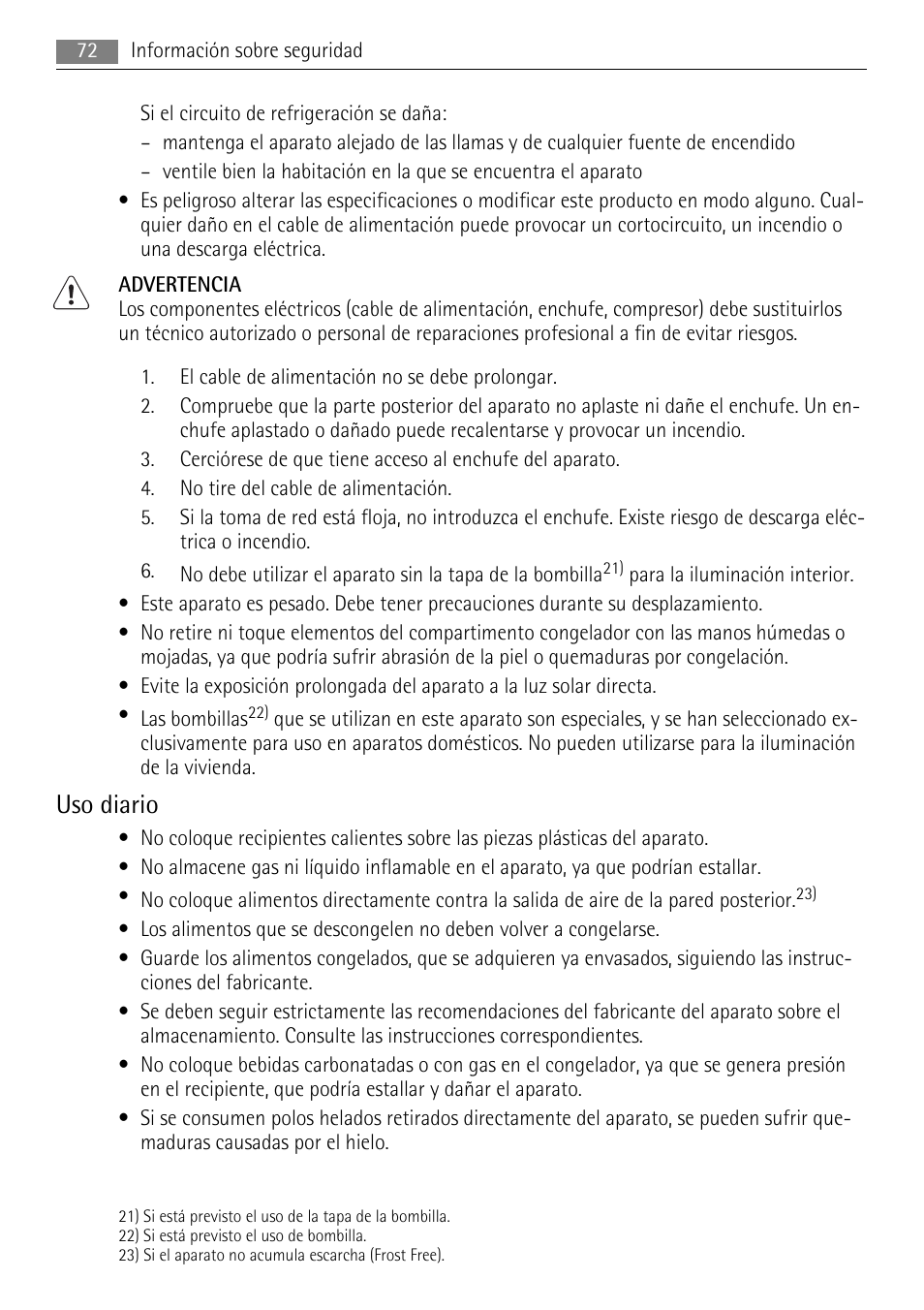 Uso diario | AEG AGN71200F0 User Manual | Page 72 / 88