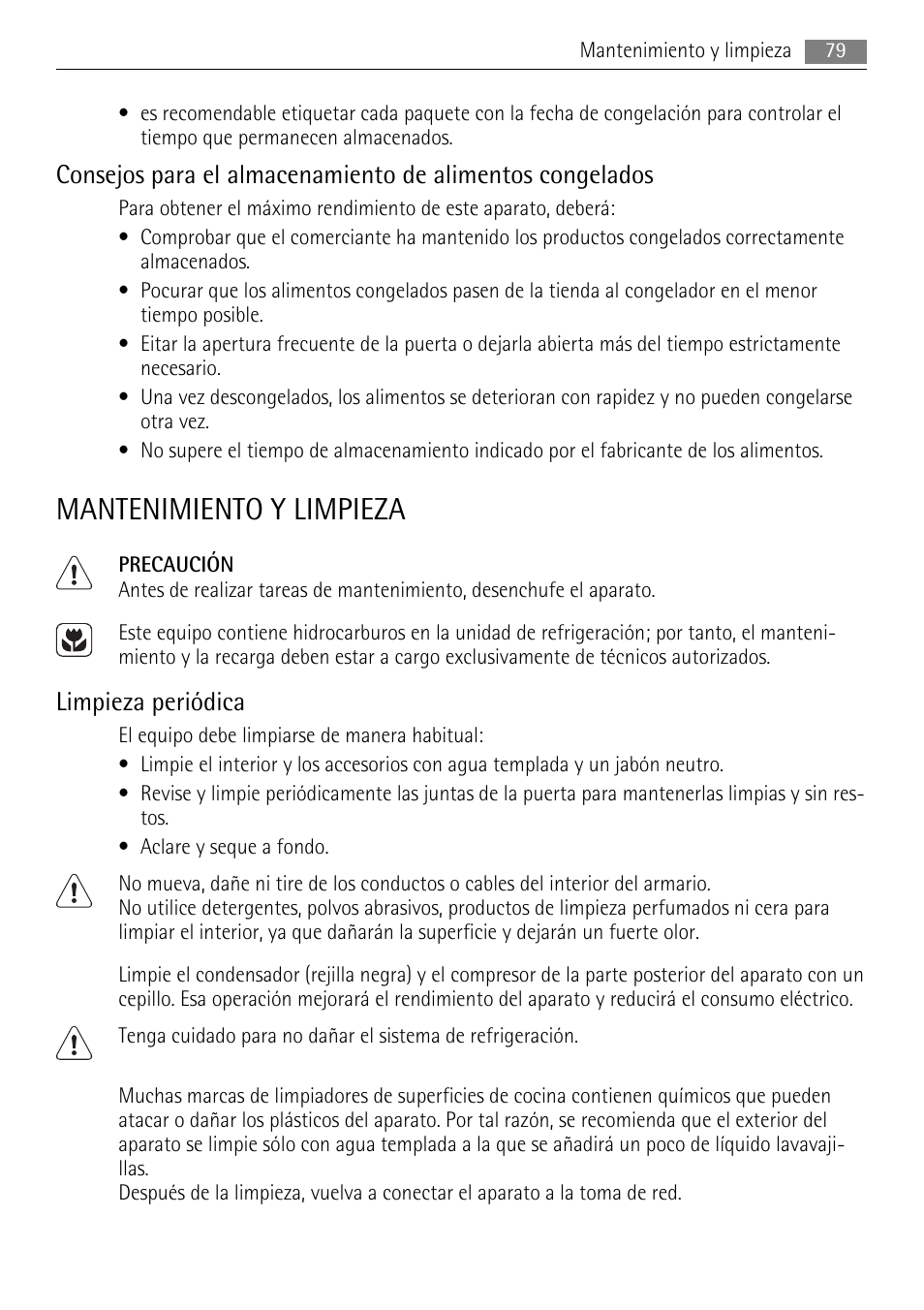 Mantenimiento y limpieza, Limpieza periódica | AEG AGN71200F0 User Manual | Page 79 / 88
