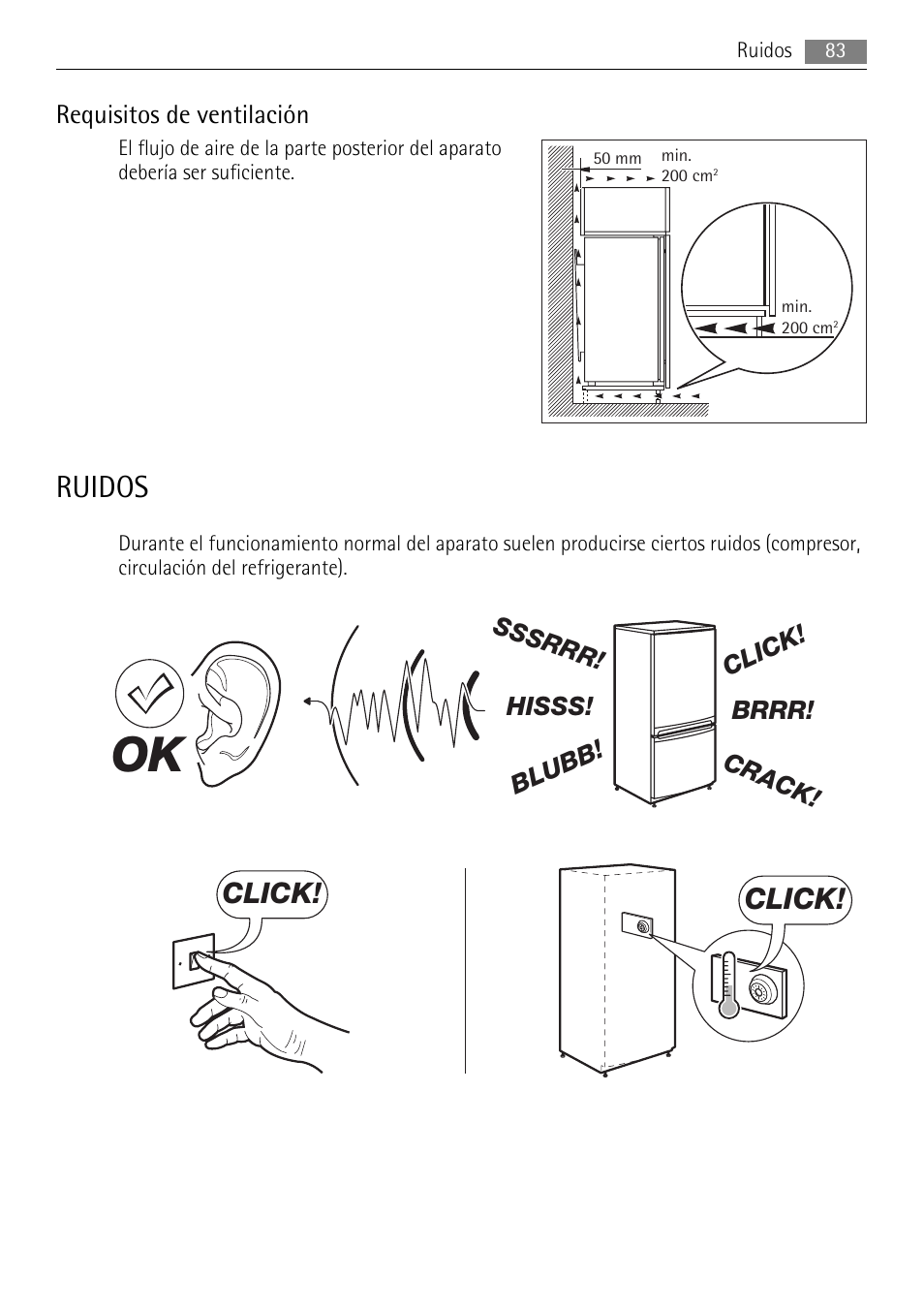 Ruidos, Click | AEG AGN71200F0 User Manual | Page 83 / 88