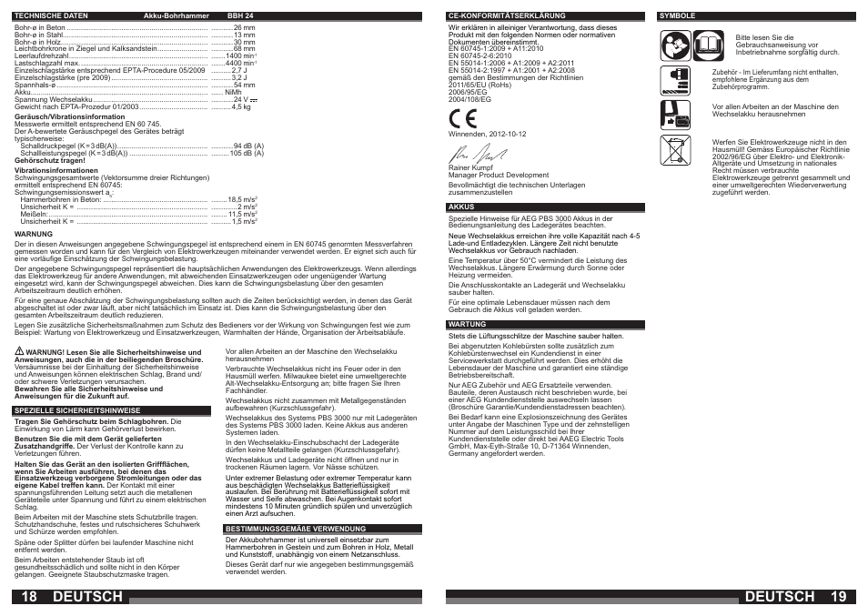 Deutsch | AEG BBH 24 User Manual | Page 10 / 37