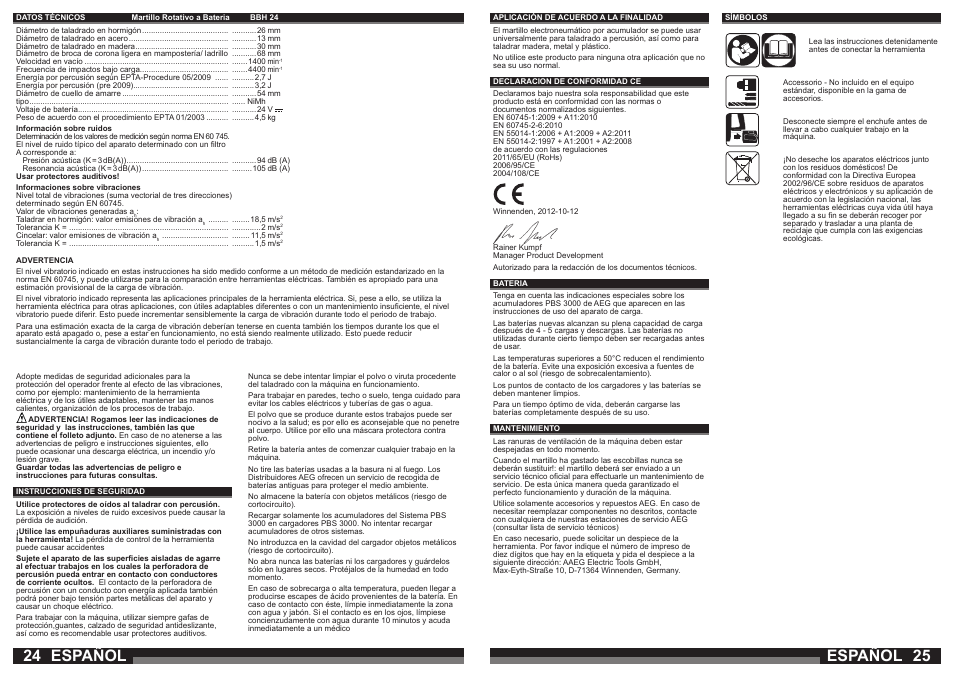 Español | AEG BBH 24 User Manual | Page 13 / 37