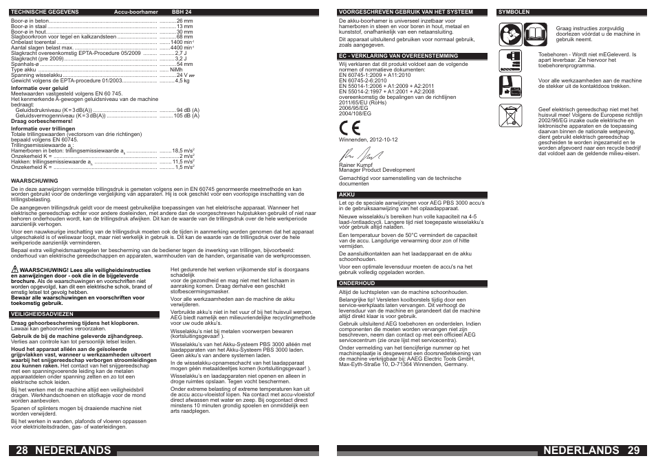 Nederlands | AEG BBH 24 User Manual | Page 15 / 37