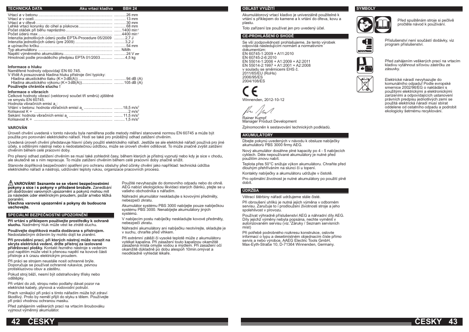 Česky | AEG BBH 24 User Manual | Page 22 / 37
