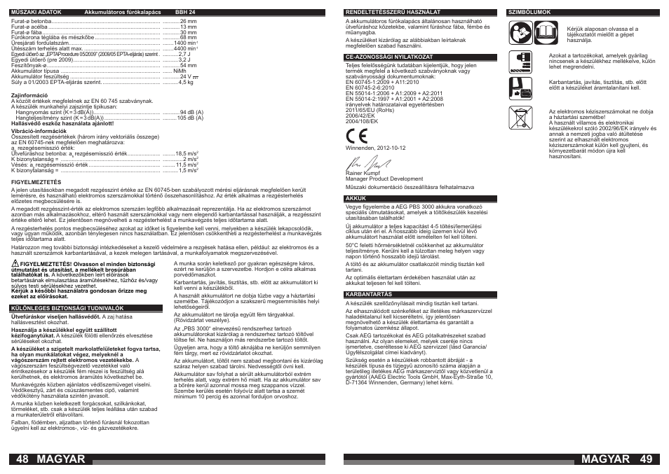 Magyar | AEG BBH 24 User Manual | Page 25 / 37