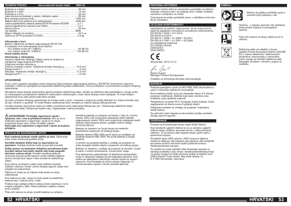 Hrvatski | AEG BBH 24 User Manual | Page 27 / 37