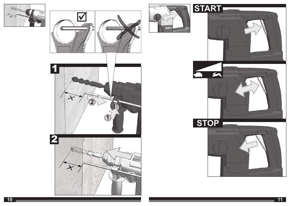 Start stop | AEG BBH 24 User Manual | Page 6 / 37