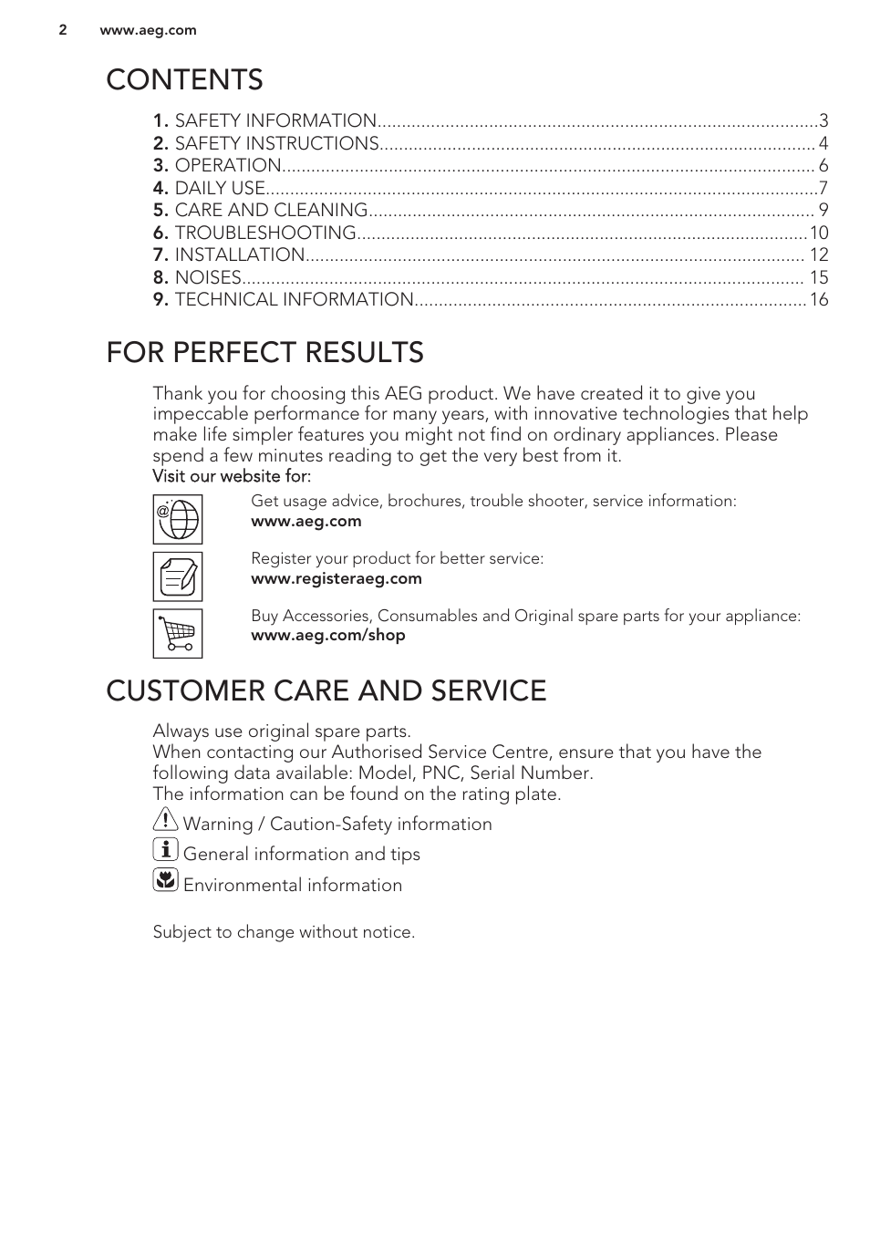 AEG SWD81800G1 User Manual | Page 2 / 52