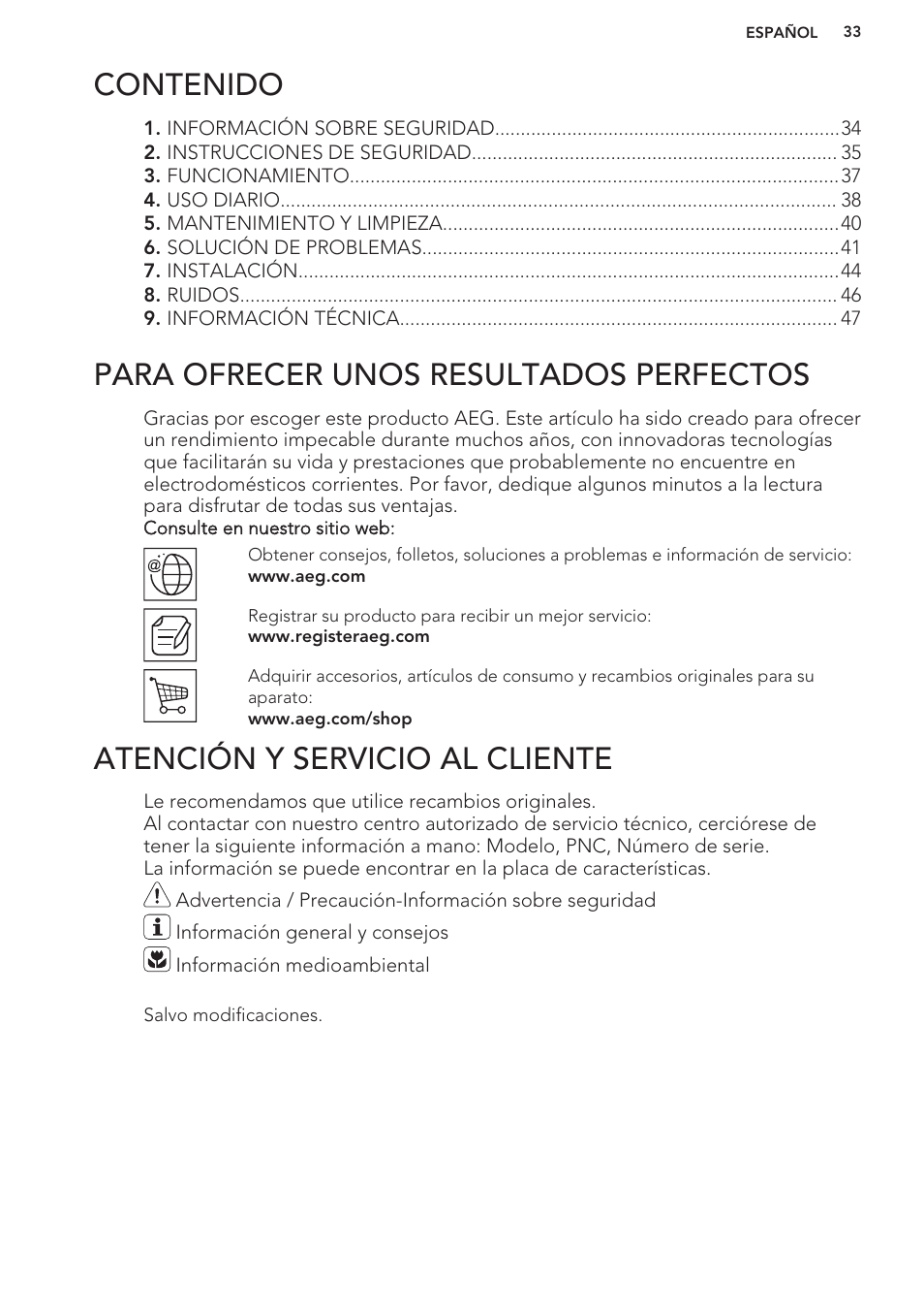 AEG SWD81800G1 User Manual | Page 33 / 52
