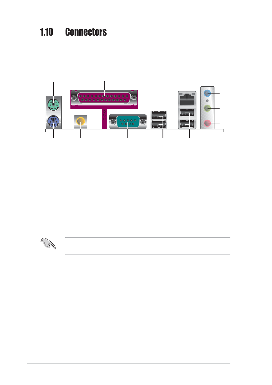 10 connectors, 1 rear panel connectors | Asus P4S800D-X User Manual | Page 22 / 64