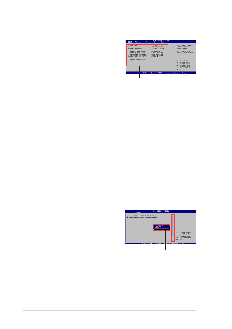 4 menu items, 5 sub-menu items, 6 configuration fields | 7 pop-up window, 8 scroll bar, 9 general help | Asus P4S800D-X User Manual | Page 38 / 64